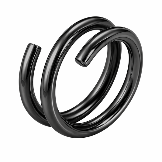 Black PVD Plated Stainless Steel Wire Coil Spiral Band Ring