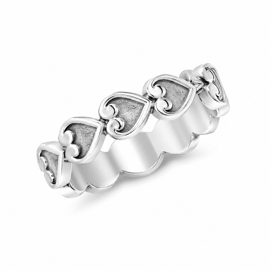 Stainless Steel Eternity Heart Love Stacking Promise Ring