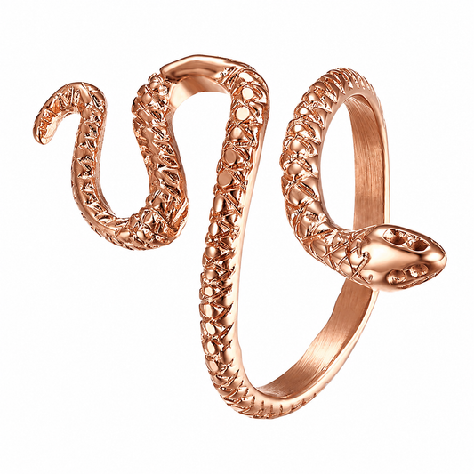 18k Rose Gold PVD Stainless Steel Thin Open Snake Animal Ring