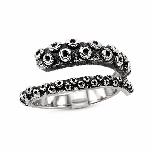 Stainless Steel Octopus Tentacle Leg Ocean Animal Marine Ring