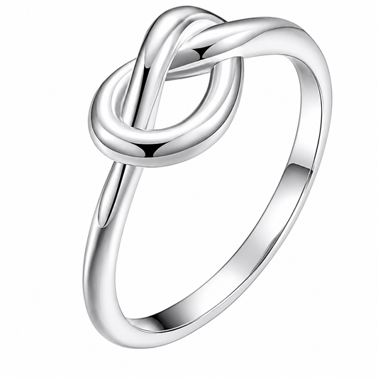 Stainless Steel Love Knot Heart Friendship Band Ring