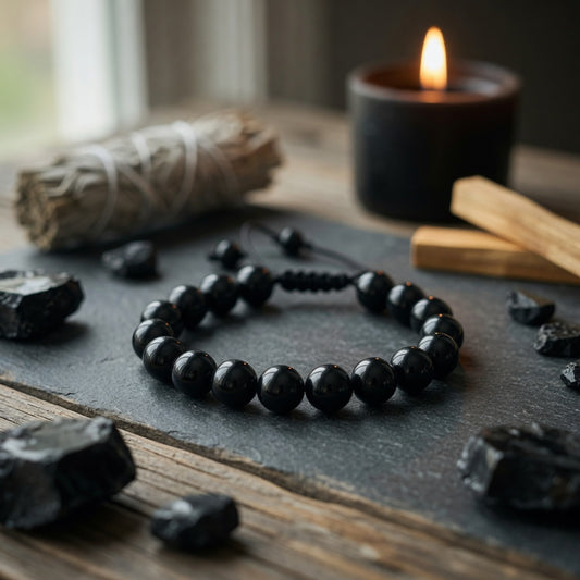 10mm Obsidian, Black Adjustable Bracelet
