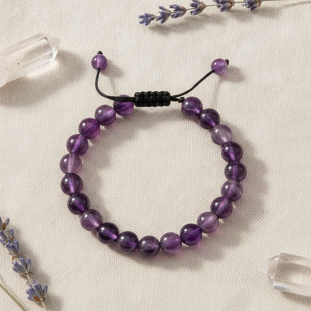 10mm Amethyst Adjustable Bracelet