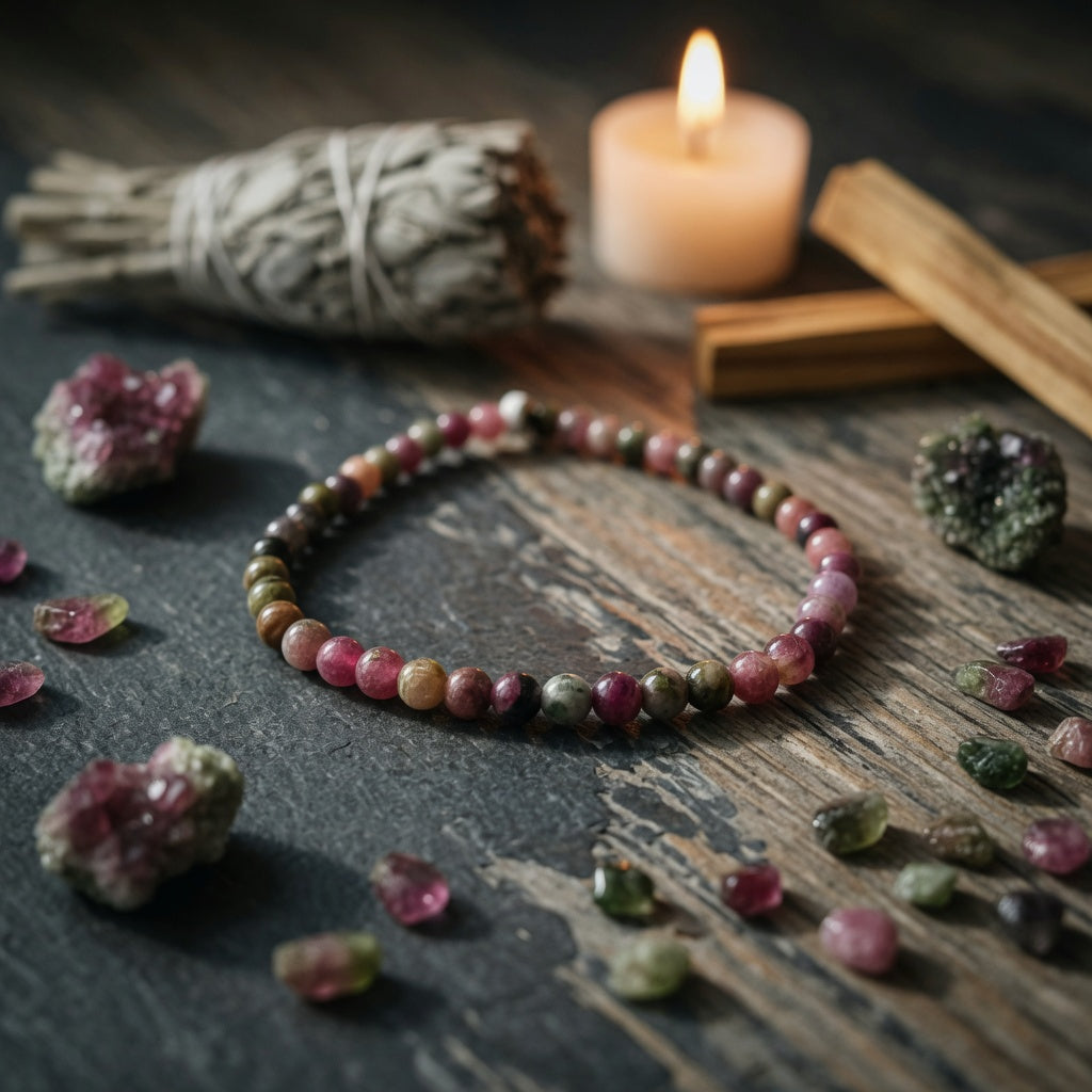 4mm Tourmaline, Mixed Stretch Bracelet