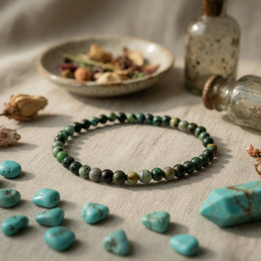 4mm Turquoise, African Stretch Bracelet