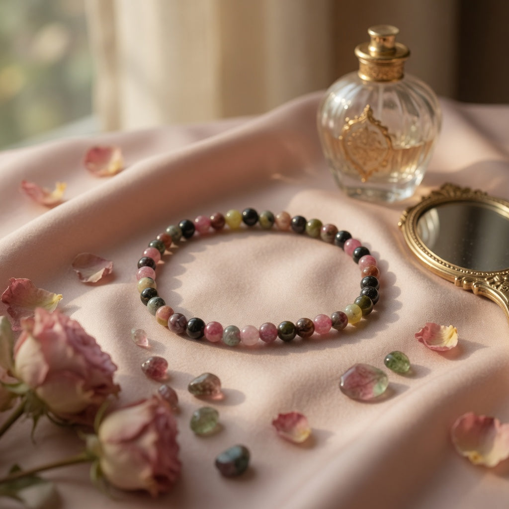 5-7mm Tourmaline, Pink Mix Stretch Bracelet