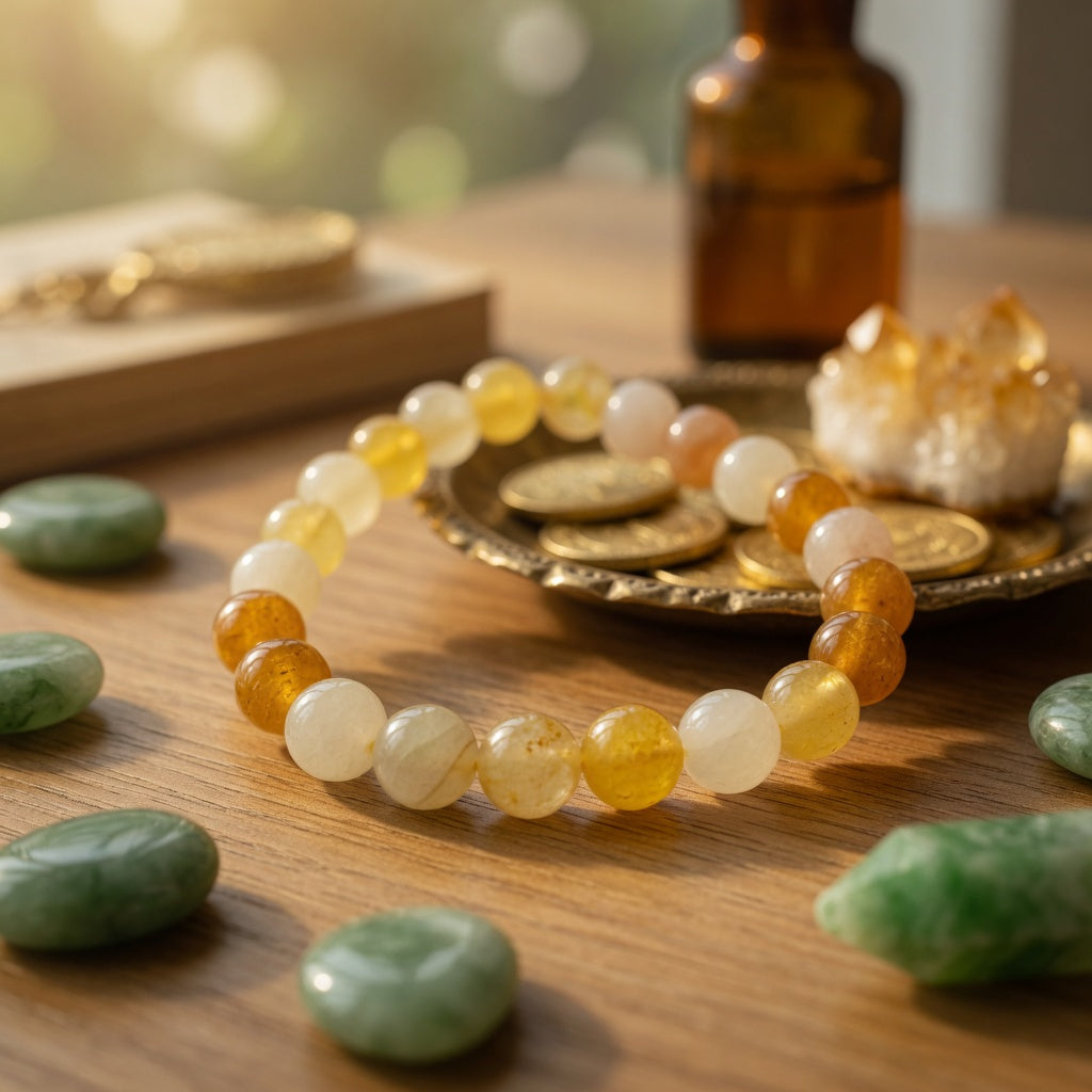 8mm Jade, Yellow Stretch Bracelet