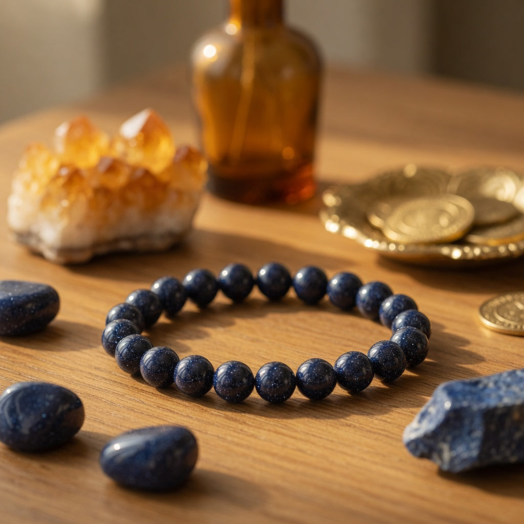8mm Blue Goldstone Stretch Bracelet