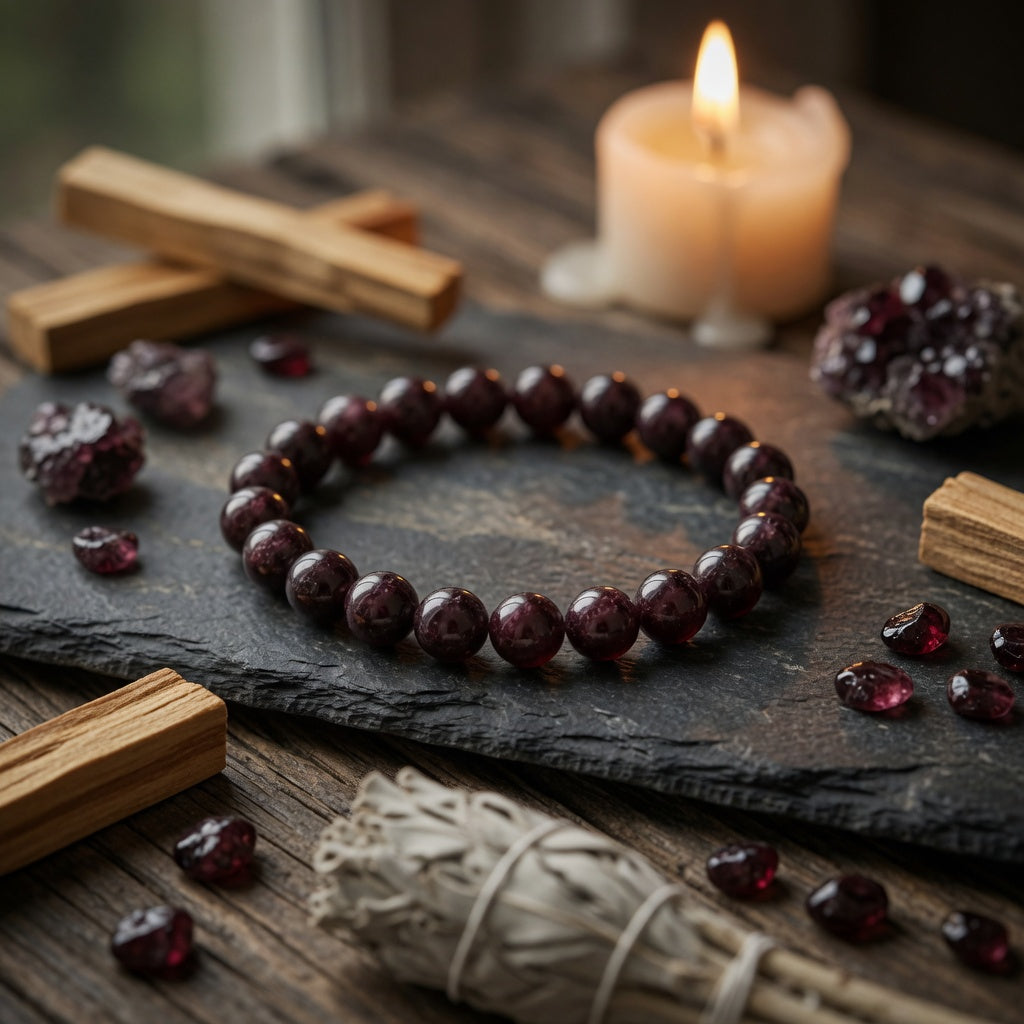 6-8mm Garnet Stretch Bracelet