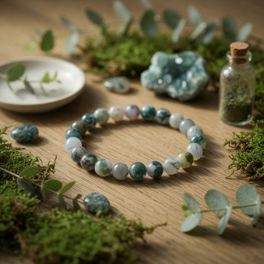 8mm Moss Agate Stretch Bracelet