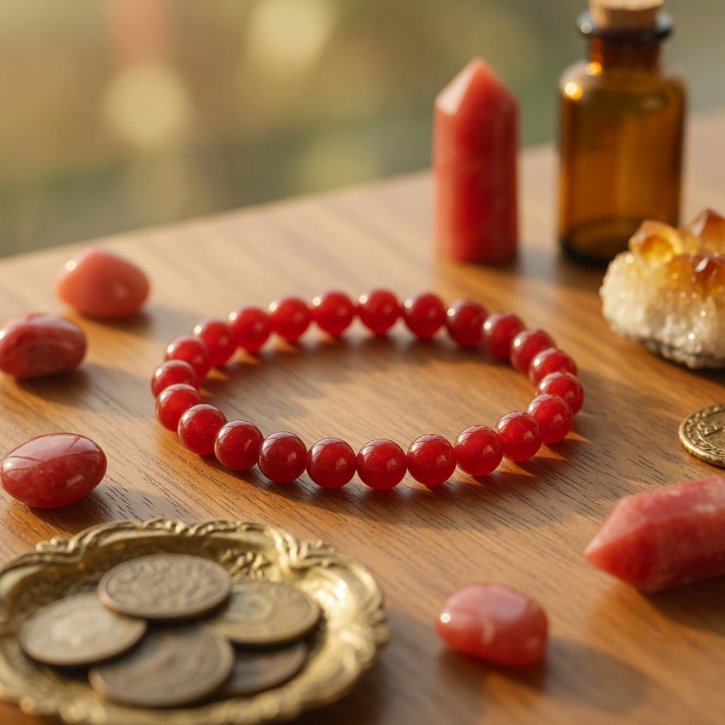 8mm Red Jade Stretch Bracelet
