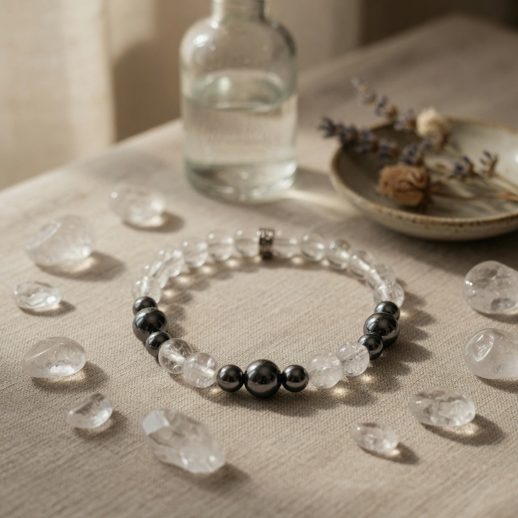 8mm Quartz, Terahertz Stretch Bracelet