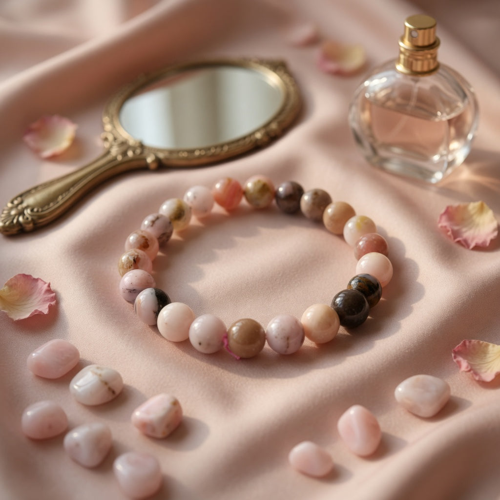 8mm Pink Opal Stretch Bracelet