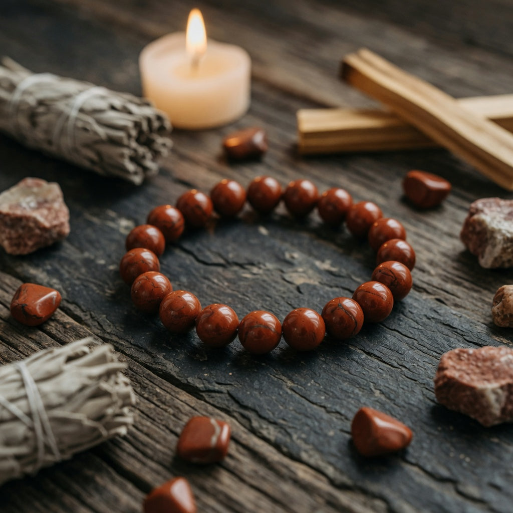 8mm Jasper, Red Stretch Bracelet