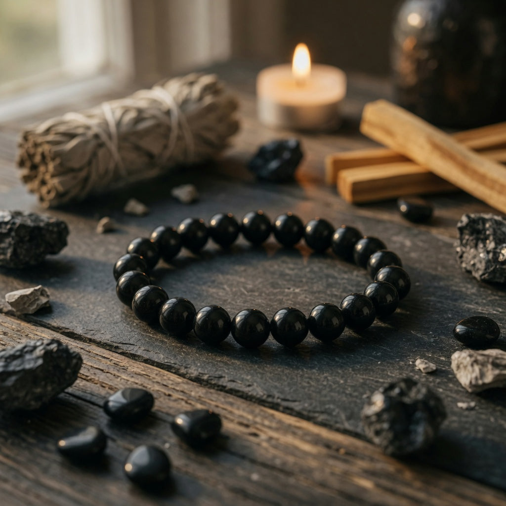 8mm Jet Stretch Bracelet