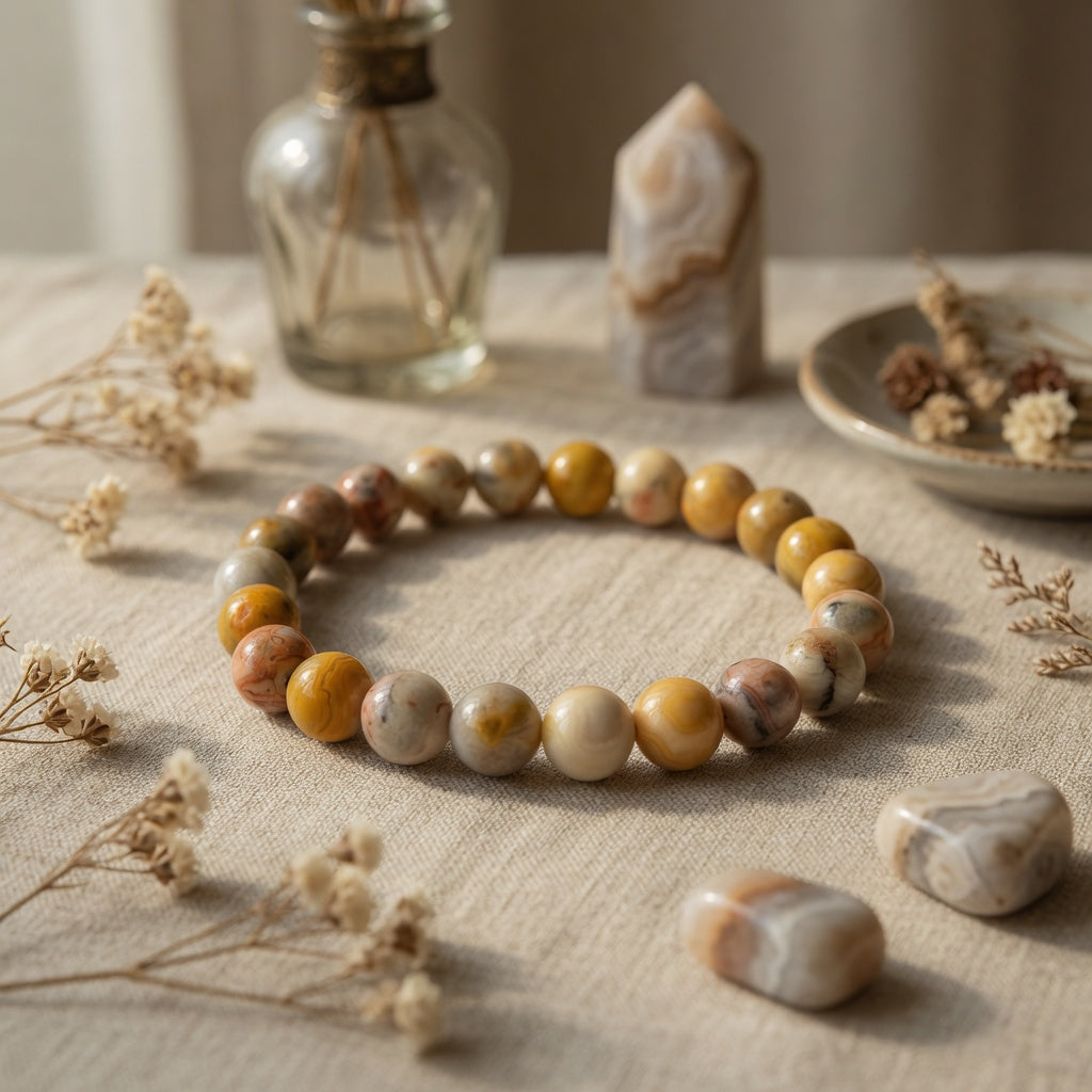 8mm Crazy Lace Agate Stretch Bracelet