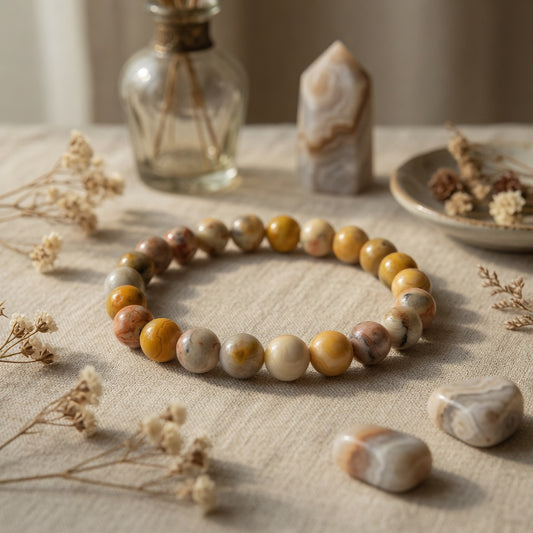 8mm Crazy Lace Agate Stretch Bracelet