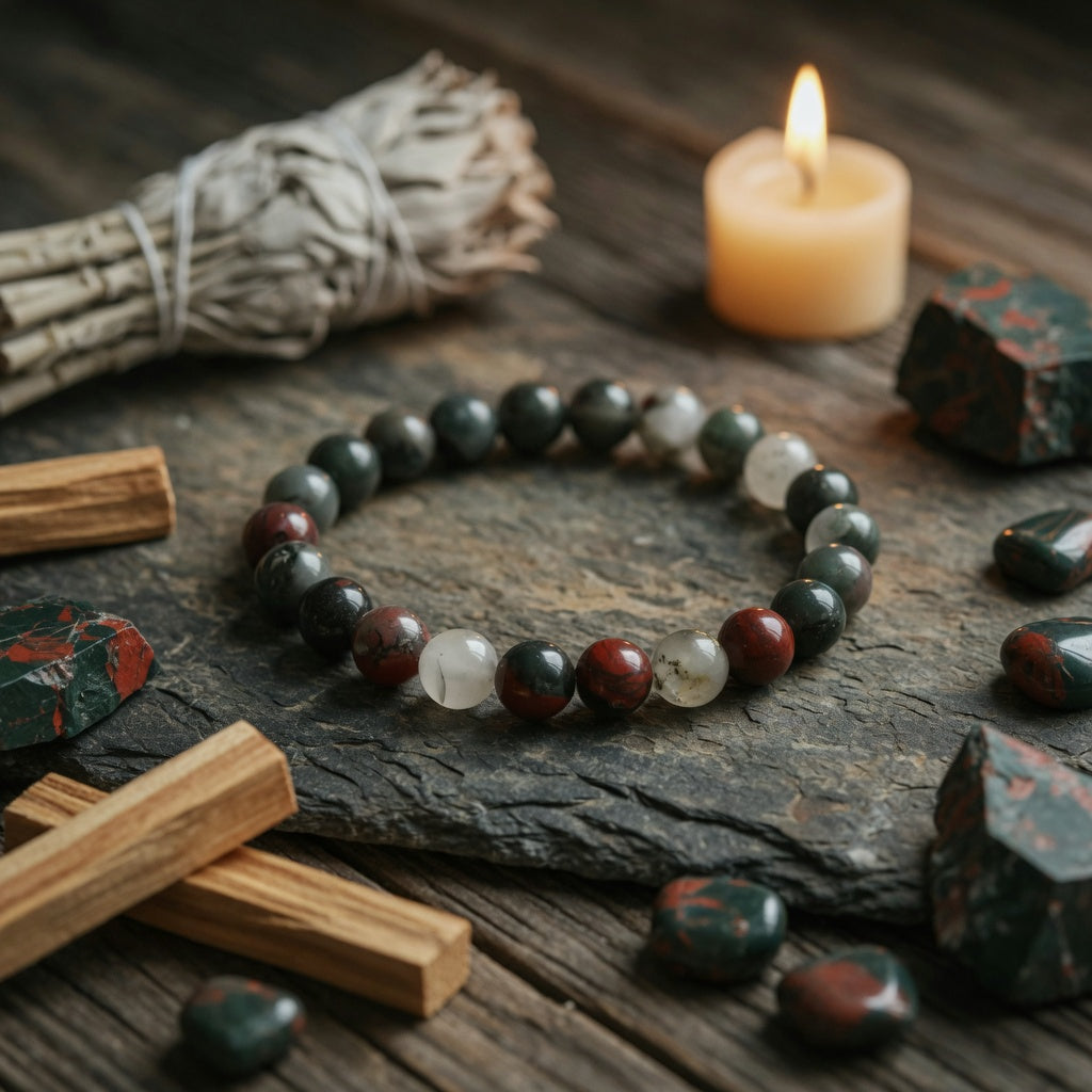 8mm Bloodstone, Seftonite Stretch Bracelet