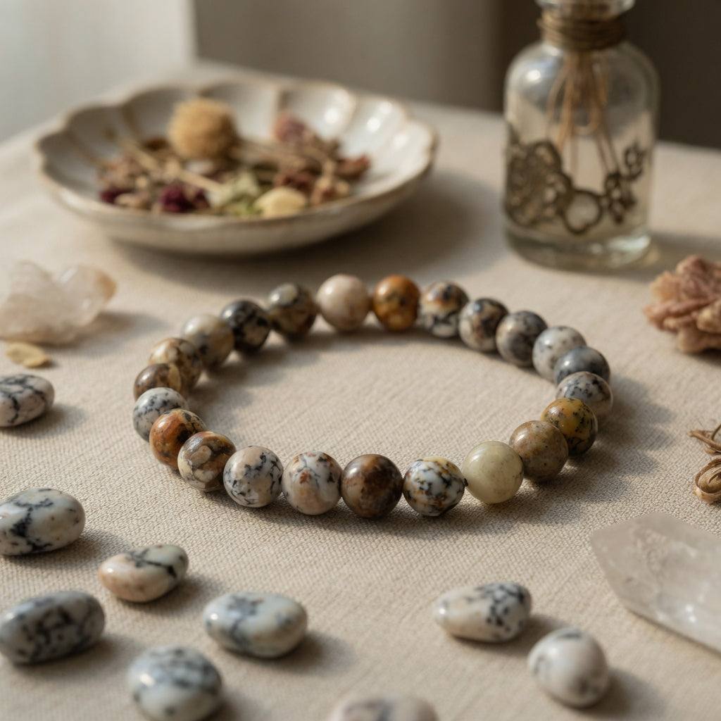 8mm Dendritic Opal Stretch Bracelet