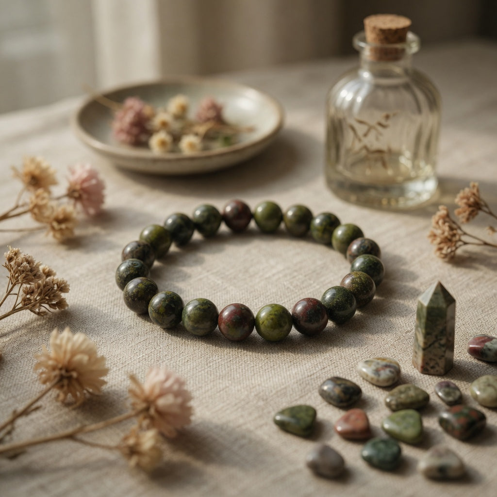 8mm Jasper, Dragonblood Stretch Bracelet