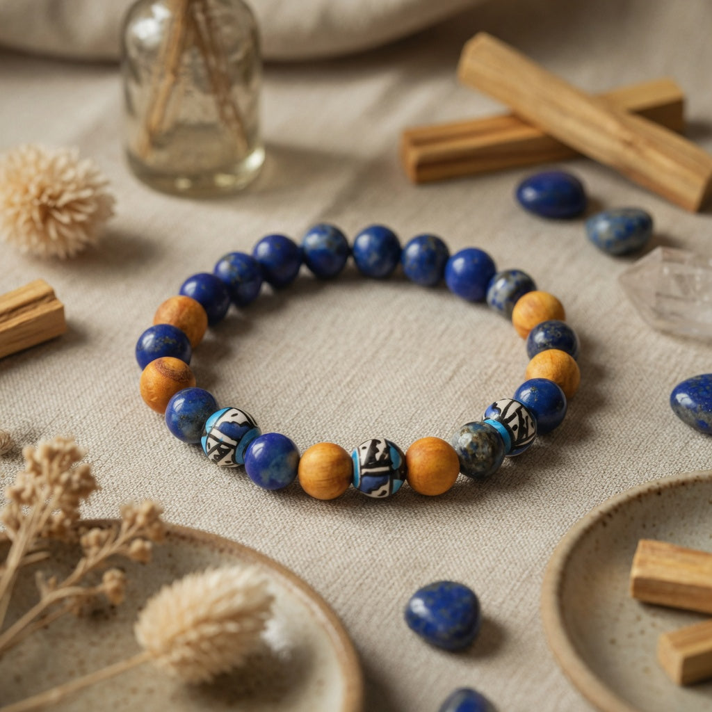 8mm Palo Santo Lapis Stretch Bracelet