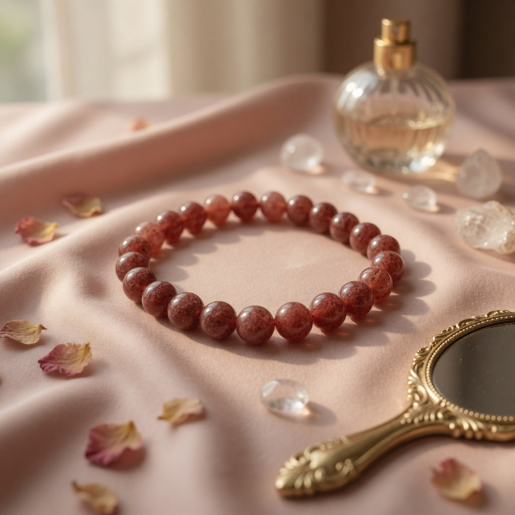 8mm Quartz, Strawberry Stretch Bracelet