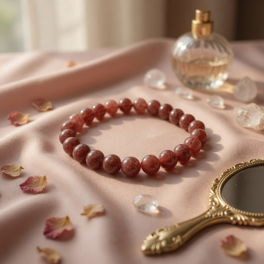 8mm Quartz, Strawberry Stretch Bracelet