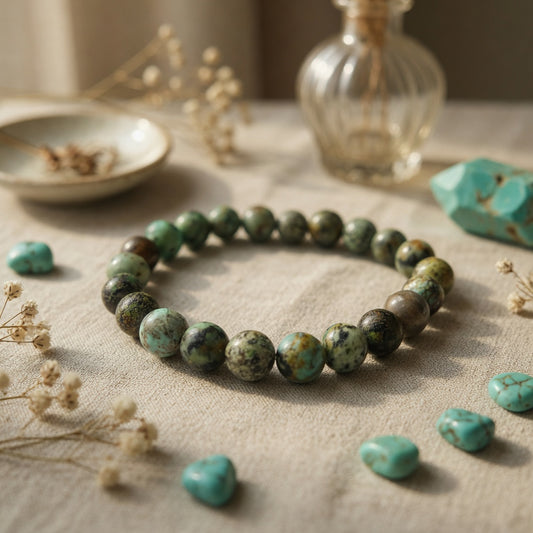 8mm Turquoise, African Stretch Bracelet