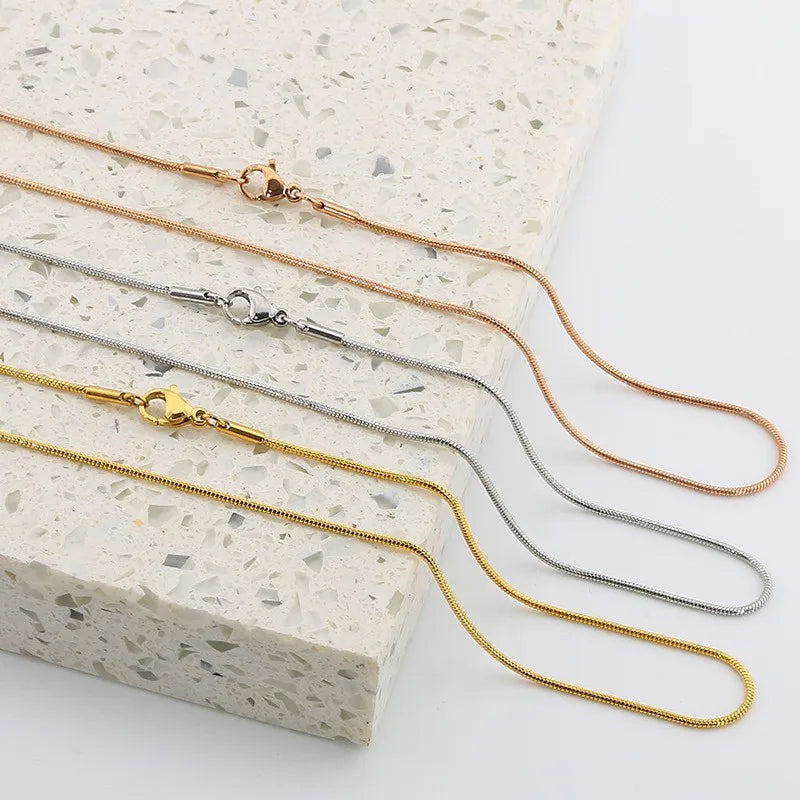 Round Snake Chain Necklace – Stainless Steel