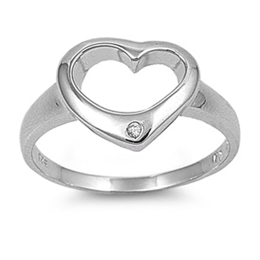 White CZ Cute Heart Promise Ring New .925 Sterling Silver Band Sizes 4-9