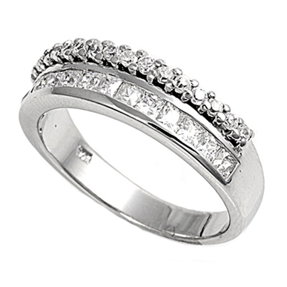 Clear CZ Classic Wedding Engagement Ring New 925 Sterling Silver Band Sizes 5-9