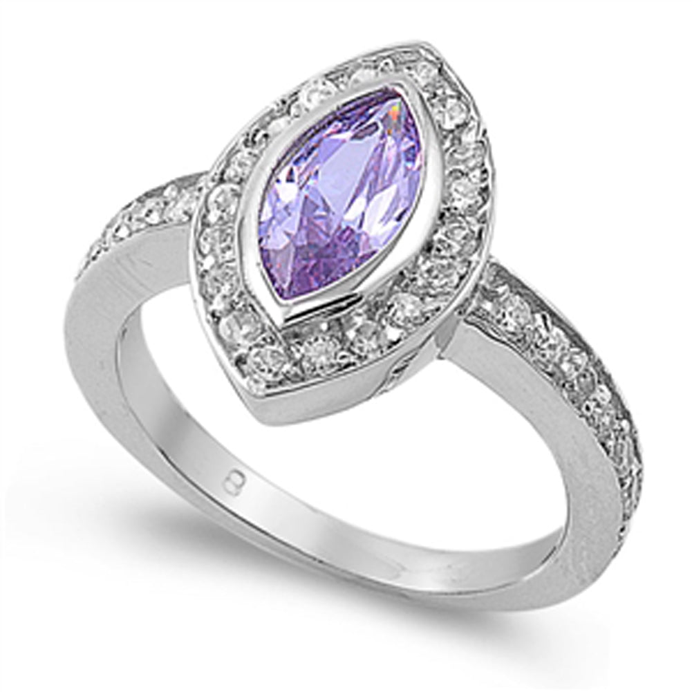 Lavender CZ Anniversary Marquise Ring New .925 Sterling Silver Band Sizes 5-10