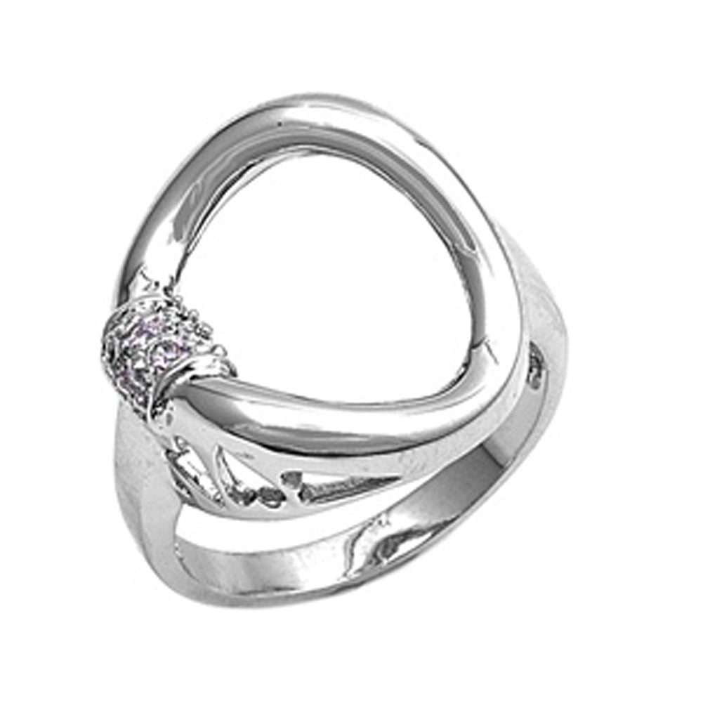 Clear CZ Wholesale Curve Circle Ring New .925 Sterling Silver Band Sizes 5-10