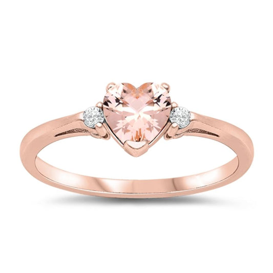 Rose Gold-Tone Champagne CZ Heart Ring New .925 Sterling Silver Band Sizes 3-10