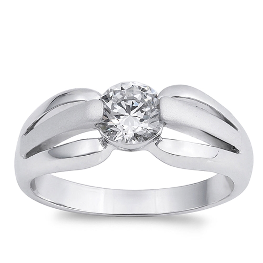 Clear CZ Wholesale Round Solitaire Ring New .925 Sterling Silver Band Sizes 5-9