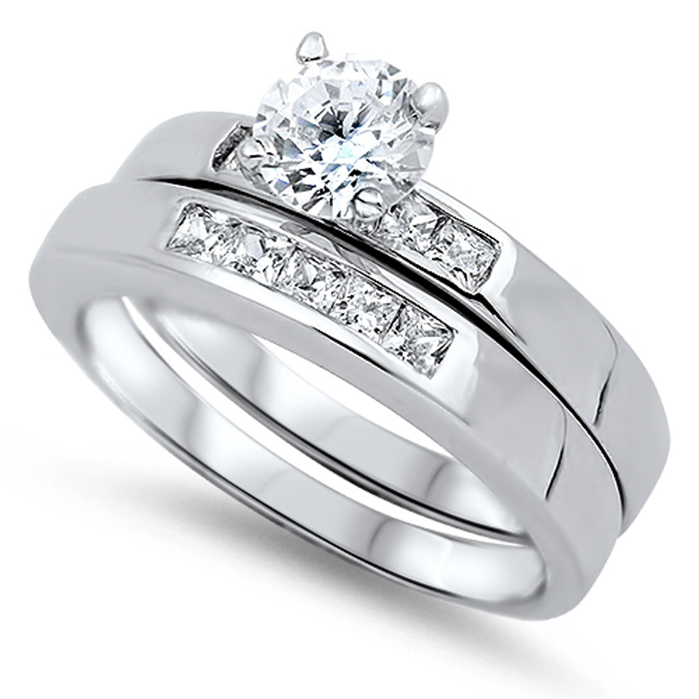 Clear CZ Elegant Polished Solitaire Ring New 925 Sterling Silver Band Sizes 4-10