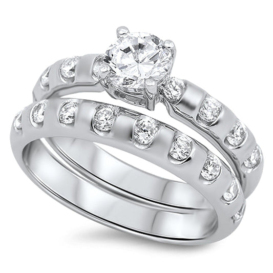 Clear CZ Polished Solitaire Elegant Ring New 925 Sterling Silver Band Sizes 5-9