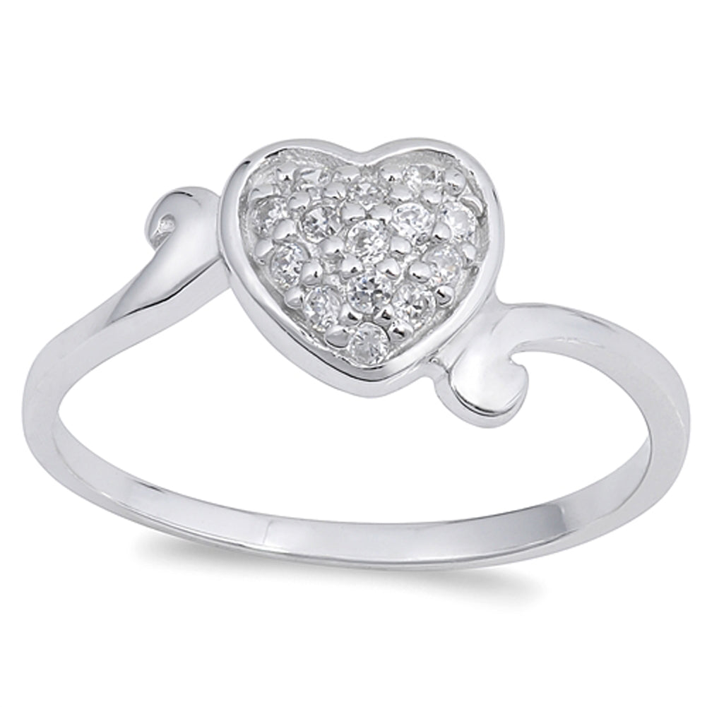 Clear CZ Beautiful Heart Promise Ring New .925 Sterling Silver Band Sizes 4-10