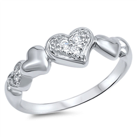 Clear CZ Heart Love Unique Ring New .925 Sterling Silver Thumb Band Sizes 5-9