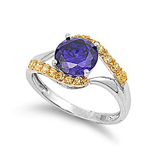 Amethyst CZ Abstract Chic Statement Ring New 925 Sterling Silver Band Sizes 5-9