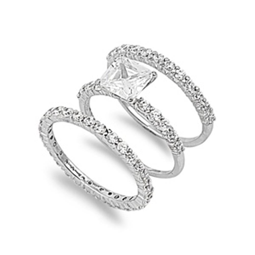 Classic Stacking Bridal Set Ring New .925 Sterling Silver Band Sizes 5-10