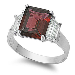 Garnet CZ Elegant Solitaire Antique Ring New 925 Sterling Silver Band Sizes 5-10