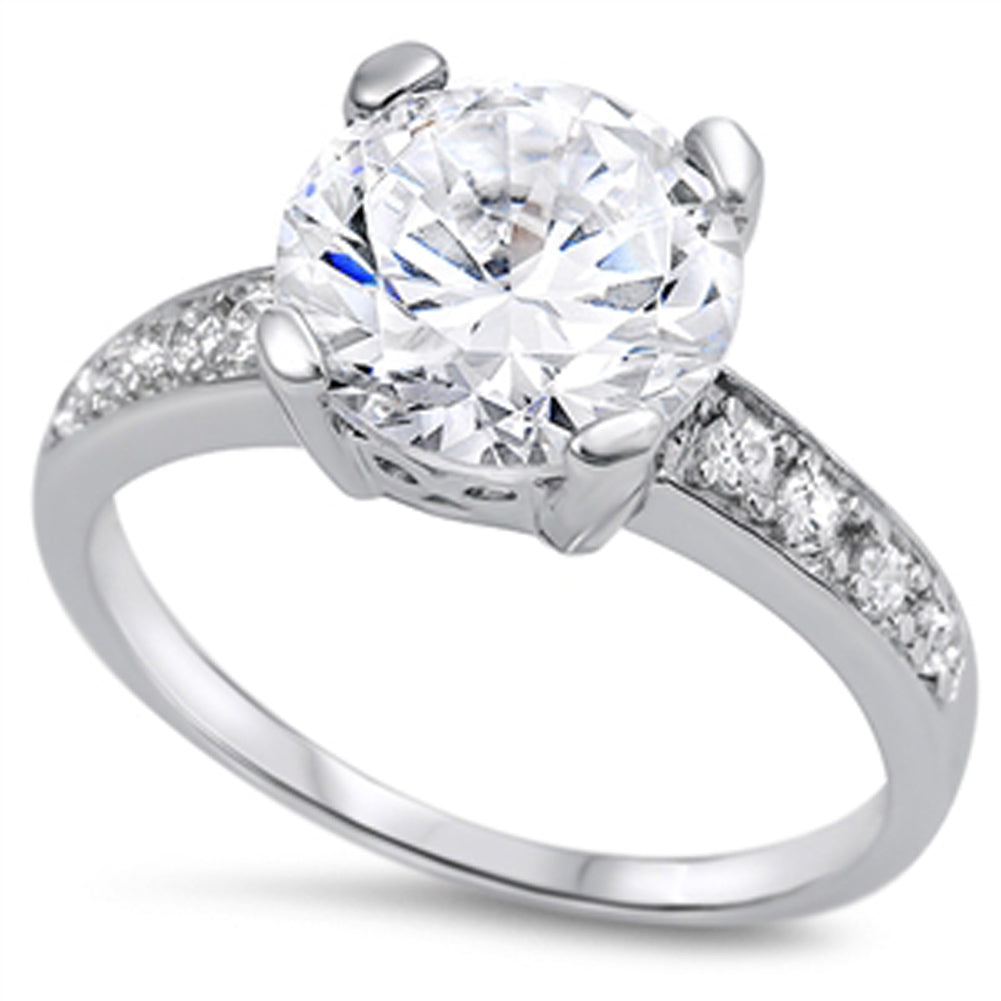 Clear CZ Solitaire Engagement Bridal Ring .925 Sterling Silver Band Sizes 5-10