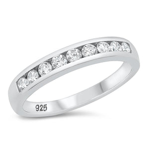 Clear CZ Polished Stacking Ring New .925 Sterling Silver Thumb Band Sizes 3-12