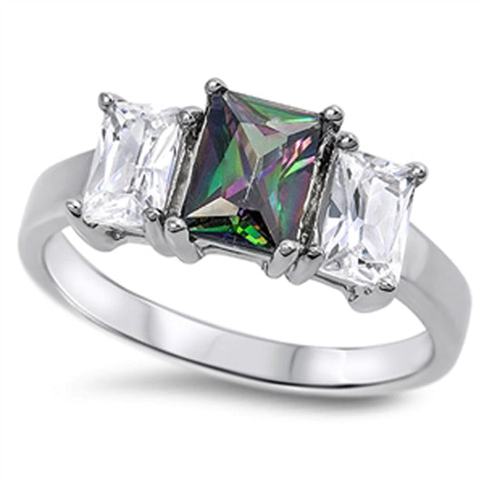 Rainbow Topaz CZ Chic Statement Ring New .925 Sterling Silver Band Sizes 5-10