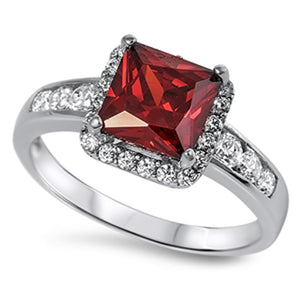 Garnet CZ Elegant Simple Polished Ring New .925 Sterling Silver Band Sizes 5-10