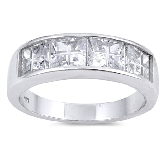 Clear CZ Polished Simple Thumb Unique Ring .925 Sterling Silver Band Sizes 6-13