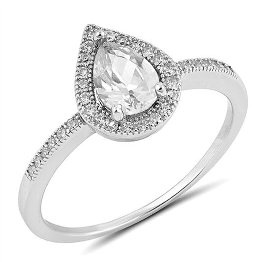 Clear CZ Polished Elegant Unique Ring New .925 Sterling Silver Band Sizes 5-10