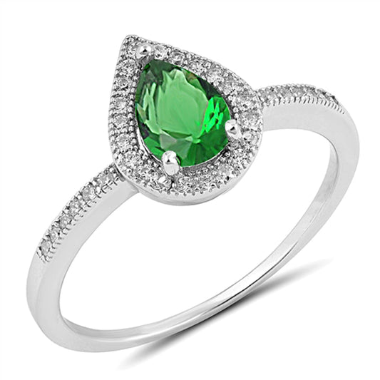 Emerald CZ Polished Elegant Unique Ring New .925 Sterling Silver Band Sizes 5-10