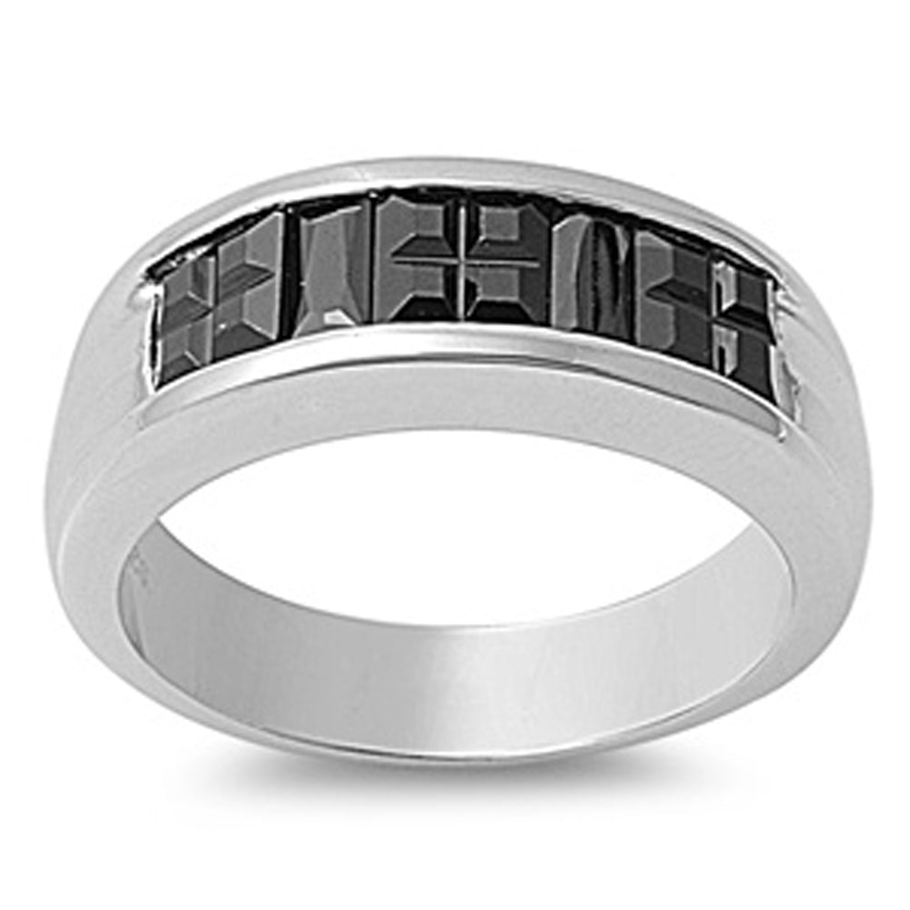 Black CZ Polished Unique Ring New .925 Sterling Silver Thumb Band Sizes 9-13